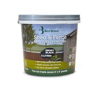 Bird Brand, Shed & Fence One Coat Protection - Garden Paint for Wood - Shed and Fence Paint - Ebony Black Colour, 5-Litre Bucket
