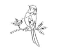 Bird Brooch Pin Alloy Openwork Branch Detail with Finish and Pin-Back Closure for Lapel Scarf Hat Bag Bird Lapel Openwork Brooch Branch Detail Alloy Scarf Hat Bag Accessory back Nature