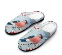 Bird Bullfinches On Rowan Snowy Men's Slippers House Slipper Anti-skid Sole Indoor Shoes Outdoor Comfort Cotton