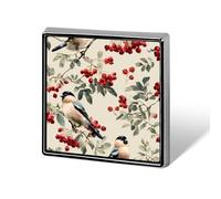 Bird Bullfinches Rowan Branches Square Enamel Brooch Pin Button Badges Decoration Hat Clothing Bag Accessories Gift Crafts