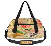 Bird Butterfly Kids Overnight Duffle Bags for Girls Boys, Vintage Pattern Lightweight Sports Gym Bag for Kids,Small Overnight Weekender Carry on Travel Bags Dance Bag, Bird Butterfly, 18.5L x 7.8W x