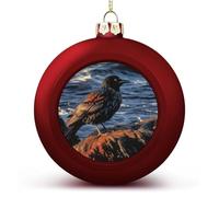 Bird by Stone Christmas Ball Ornament Shatterproof Hanging Ball Ornaments with String Decorative Christmas Baubles for Xmas Tree Home Wedding Holiday Party Decor Supply