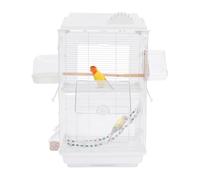 Bird Cage 28 Inch Large Parrot Cage 2-Tier Metal Flight Cage with Roof Features and Rolling Stand Bird Aviary Easy to Clean