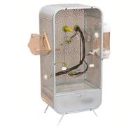 Bird Cage 30.3 Inch Bird Aviary Large Tall Tiel Cage Iron Parrot Cage Flight Birdcag Bird Carrier Travel Carrier Cage w/Open Top(Wei)