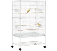 Bird Cage 78x52x132cm White with Stand Wheels Slide-Out Tray for Budgies w/Perch