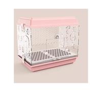 Bird cage Acrylic Transparent Parrot Cage Large Ornamental Birdcage Pull-out Chassis Easy to Clean Outdoor bird cage(Pink)