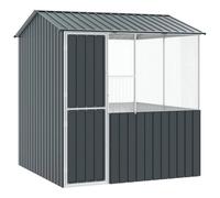 Bird Cage Anthracite 215 x 209 x 230 cm Galvanised Steel Bird Cage Aviary Outdoor Seat Perch Playground Room Aviary Accessories Transport Drawer Grid Wood Metal Bowl Swing
