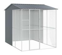 Bird Cage Anthracite Galvanised Steel 215 x 310 x 247 cm Large Outdoor Seat with Perch and Grid for Budgies Parrot Cockatiel Species-appropriate Retreat in the Garden