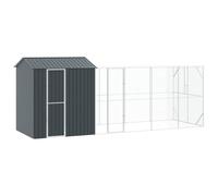 Bird Cage Anthracite Galvanised Steel 621 x 208 x 247 cm with Perch and Playground, Species-Appropriate Aviary for Budgies, Parrot and Canary in the Garden or Living Room