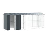 Bird Cage Anthracite Galvanised Steel 645 x 208 x 247 cm Large Outdoor Seat with Perch and Grid for Species-Appropriate Aviary in the Garden or on the Patio