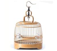 Bird Cage Bamboo Bird Aviary Tall Tiel Cage Hanging Parrot Cage Flight Birdcage Bird Carrier Travel Carrier Cage with Stand Pole(Raw-bamboo)