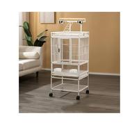 Bird Cage Bird Cage Metal Double Household (with Wheels on the Bottom) Display Cage Suitable for Parrots, Canaries. White Color Pet bird Cage