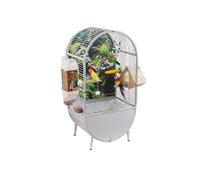 Bird Cage Bird Cage Parrot Large Ecological Special Home Easy to Clean Viewing Luxury Villa Transport Cages(White light grey)