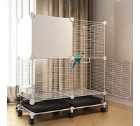 Bird Cage - Bird Cages for Parakeets, Heightened Baffle, Encrypted Fence 1.3cm with Accessories and Casters, for Conures Lovebirds Cockatiels Finches, White(75 * 37 * 90CM)