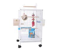 bird cage， Bird cages Luxury Carriers Wrought Iron Birdcages Large Flight Cage With Stand For Pets(White)