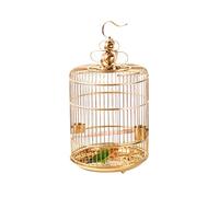 bird cage， bird cages Round Birdcages Golden Durable Bird Cage Wrought Iron Carriers Small Size Birds Flight Home(B)