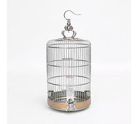 bird cage, bird cages Stainless Steel Birdcages Metal Round Bird Cage Large House Carrier Creative Retro Carriers(Silver 45cm/17.7in)