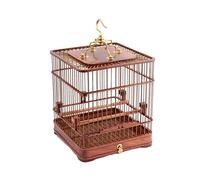 Bird cage, bird cages Wooden Birdcages Vintage Square Bird Cage Simple Bird Carriers Portable Bird House Carrier Home(Red Brown Small)
