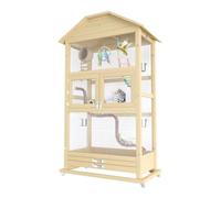Bird Cage Bird House Large Bird Cage Outdoor Indoor Parakeet Cage With Wheels, Perch And Removable Pull-Out Tray For Parrot Dove Canaries Bird Carrier Bird Cages(Wood color)