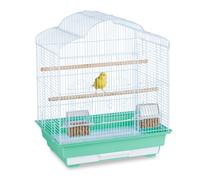Relaxdays Bird Cage, Birdcage, Perches & Feeding Bowls, Metal, H x W x D: 56.5 x 46.5 x 35.5 cm, Green