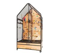 Bird Cage Birdcage Bird Villa Partitionable Three-Sided Ventilation Pull-Out Tray Storage Drawer Glass Door(Small)