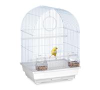 Relaxdays Bird Cage, Birdcage, Perches, Swing, Feeders, H x W x D 49.5 x 34.5 x 31 cm, White