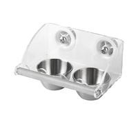 Bird Cage Bowls - Stainless Steel Flat | Double Cup for Parrot - Compact Non Slip Feeding Stand Frame, Suitable for Small Parrots, Red Necked Parrots and Pie