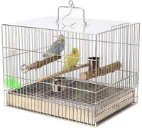 Bird Cage, Budgie Cage, Bird Cage Portable Hanging Parrot Bird Cages With Rolling Stand And Bottom Tray Standing Birdcage(14.2"L x 10.8"W x 10.8"H)