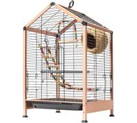 Bird Cage, Budgie Cage, Bird Cage Rust Resistant Metal Cage With Rooftop Ladder For Cockatiels African Parakeets Lovebirds(Dark Blue)