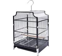 Bird Cage, Budgie Cage, Bird Cage With Stand Rod, 2 Bowls, 2 Trays, Iron Construction 16.9-Inch Pet Bird Cage For Parrot,(Black)