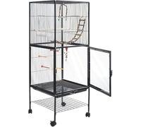 Bird Cage, Budgie Cage, Bird Flight Cage With Rolling Stand And Bottom Tray For Cockatiels Parakeets Lovebirds Flight Perches Birdcage