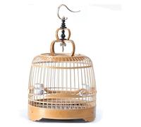 Bird Cage, Budgie Cage Birdcage With Standing Pole Hand-Made Bird Flight Cage With Portable Handle Portable(Raw-bamboo)