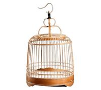 Bird Cage, Budgie Cage Birdcage With Standing Pole Hand-Made Bird Flight Cage With Portable Handle Portable(Old-bamboo)