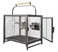 Bird Cage, Budgie Cage Metal Birdcage With Pull-Out Tray Parrot Carrying Case With 2 Stainless Steel Food Cup Portable
