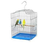 Bird Cage, Budgie Cage Multifunctional Birdcage For Peony Thrush Myna Electroplating Small Flight Bird Cage With Hook Portable(Blue-)