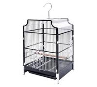 Bird Cage, Budgie Cage Multifunctional Large Flight Bird Cage Stainless Steel & ABS Birdcage For Pigeons Parrot Portable(Black-)