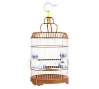 Bird Cage, Budgie Cage Portable Travel Birdcage With Hooks Hanging Flight Bird Cage For Small Birds Pet Bathing Cage Portable(Brown-set)