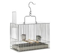 Bird Cage, Budgie Cage Square Metal Birdcage With 2 Stainless Steel Bird Feeder Portable Travel Hanging Flight Bird Cage Portable(Large-)