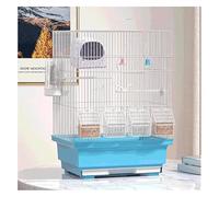 Bird Cage, Budgie Cage With Portable Handle Square Wrought Iron Flight Bird Cage Birdcage With 4 Feeding Boxes And Toys Portable(B)
