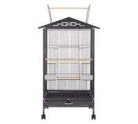 Bird Cage, Budgie Cage Wrought Iron Birdcage With 4 Wheels Easy To Clean Flight Bird Cage For Small And Medium Birds Portable(A)