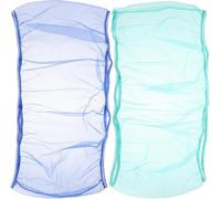 Bird Cage Cover 2pcs Large Mesh Netting for Parrot Cage, Nylon Breathable Dustproof Birdcage Net Blue Green Size L (30cm H, 140-180cm Circumference)