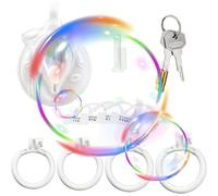Bird Cage Design, One Key, A Set Of Four White Protective Cages With Replaceable Rings, Made Of Hard Resin Material, Easy To Carry