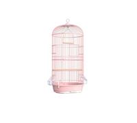 Bird cage European Style Double Layered Metal Birdcage Hang Parrot Starling Pull-out Chassis Easy to Disassemble Outdoor bird cage(Pink)