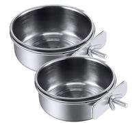 Bird Cage Feeder 2Pcs Splash-Proof Stainless Steel Bird Feeder Parrot Food Bowl Cup Holder Cage Accessories for Parrot, Parakeet, Lovebird Small + Medium Pet Supplies
