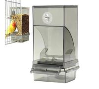 Bird Cage Feeder - Automatic Transparent Feeder Bowl with Perch - Bird Feeder Container - for Aviary, Finch, Monk Parakeet, Home, Garden, Backyard, Park, Balcony, Farm