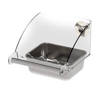 Bird Cage Feeder Splashproof Stainless Steel 2 in 1, Bird Feeder for Cage with Perch for Parrot, Parakeet, Lovebird, Hanging