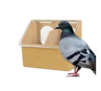 Bird Cage Feeder Waterproof Large Bowl | Pigeon Feeding Box with Cover for Parakeet Parrot Chicken Quail Poultry Indoor Outdoor Garden Backyard Farm Light Coffee