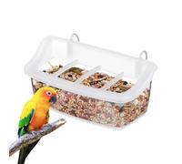 Bird Cage Feeder with Hook Clear Spill-Proof Compartment Dispenser | Bird Cage Parrot Feeder Water Bowls for Lovebird Cockatiel Squirrel Indoor Outdoor Home Window Deck