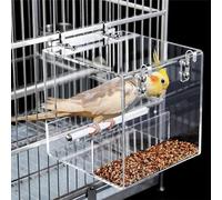 Bird Cage Feeders, No Mess Bird Feeder, Acrylic Automatic Seed Food Container With Hook Hanging In Cage For Small Birds Budgerigar Canary Cockatiel Finch Parakeet Green Cheek (Size : Large)