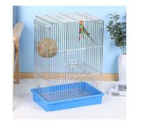Bird Cage Flat-Top Electroplated Metal Flying Cage Portable Handle for Cockatiel, Canary, Love Bird